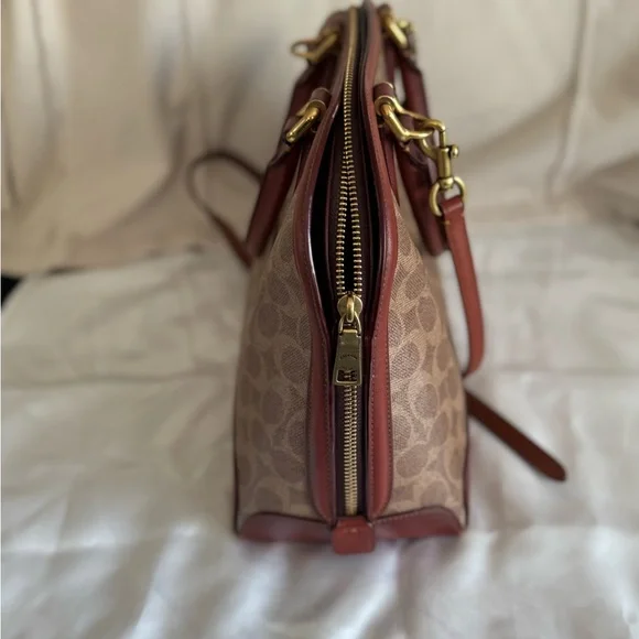 Coach Womens Coated Canvas Signature Quinn Satchel B4/Tan Rust - Picture 8 of 16